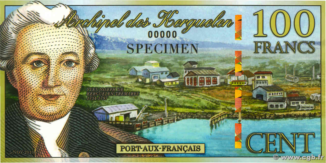 100 Francs Spécimen KERGUELEN  2010  FDC