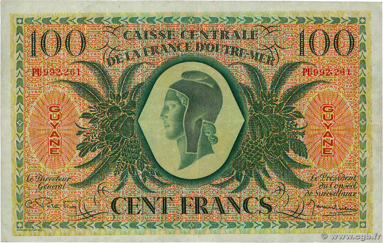 100 Francs FRENCH GUIANA  1943 P.17a BB