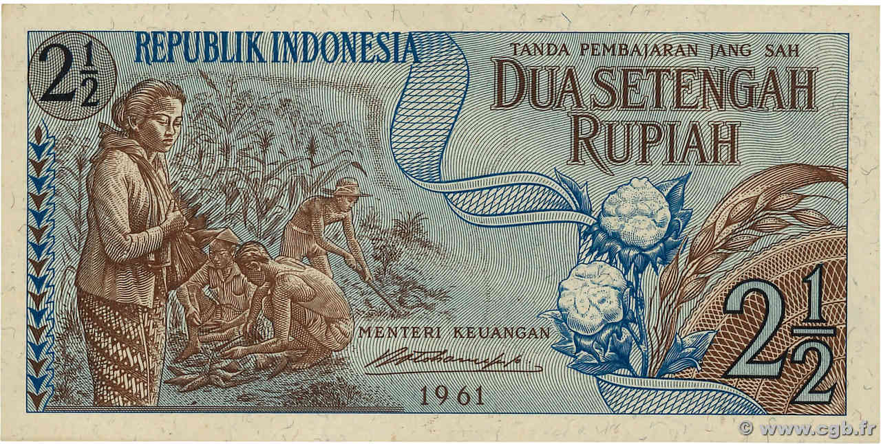 2,5 Rupiah INDONESIA  1961 P.079a AU