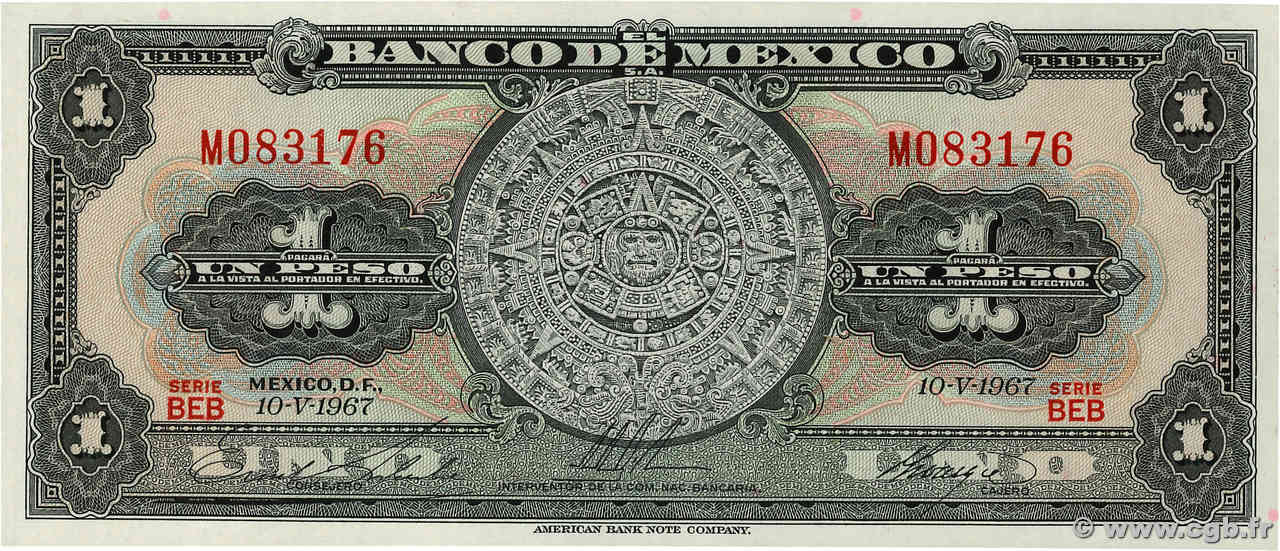 1 Peso MEXICO  1967 P.059 UNC