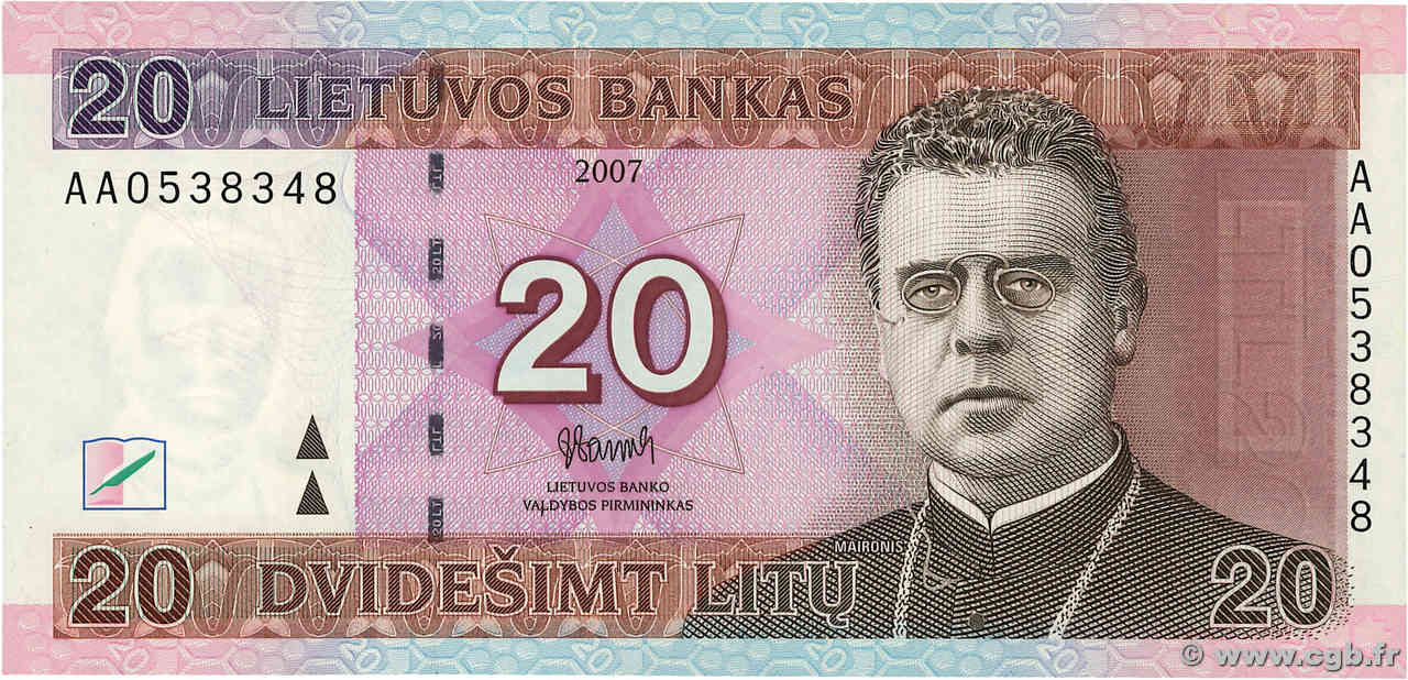 20 Litu LITUANIA  2007 P.69 FDC