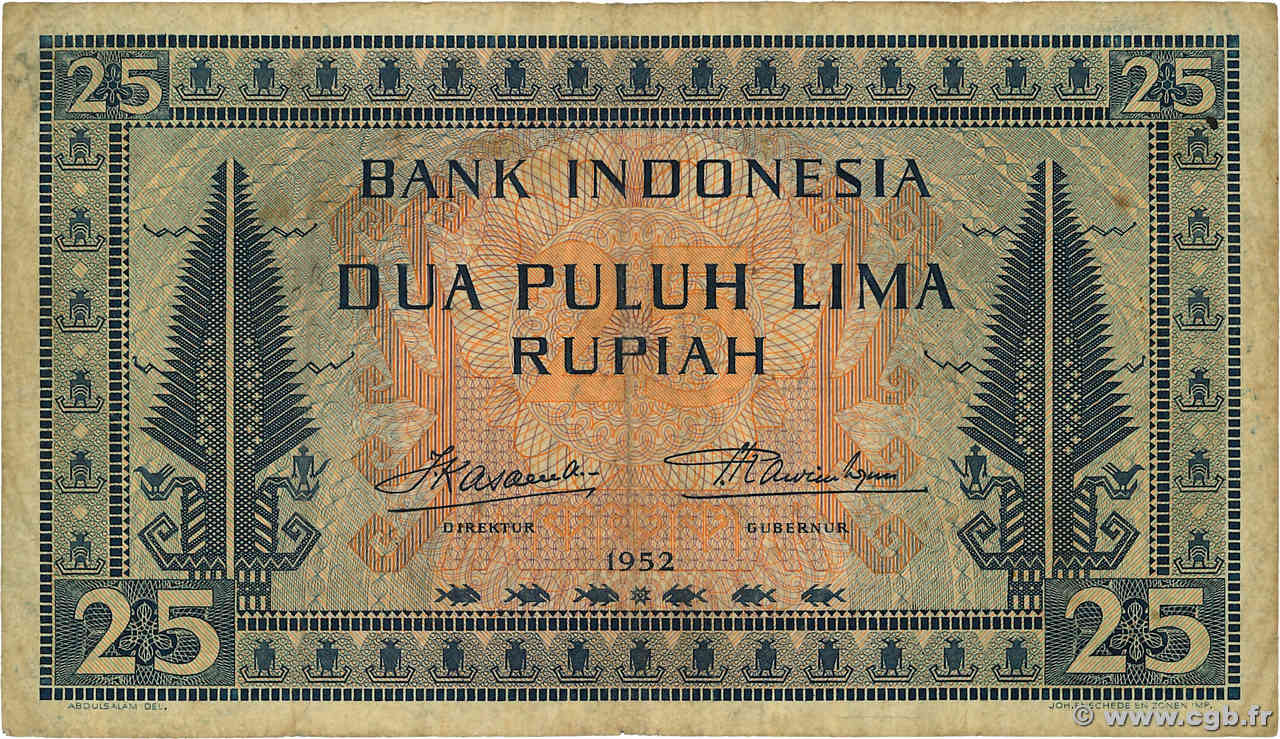 25 Rupiah INDONESIEN  1952 P.044a S