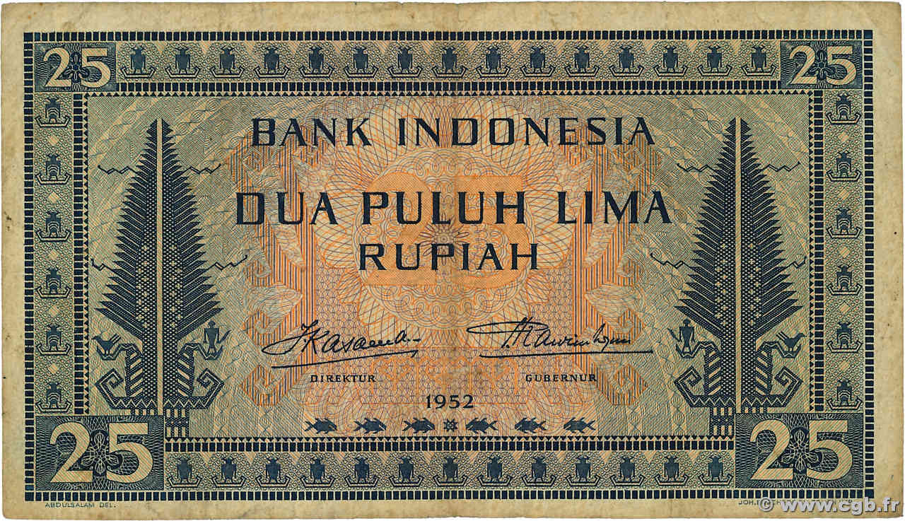 25 Rupiah INDONESIEN  1952 P.044a S