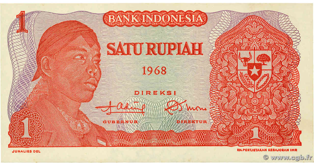 1 Rupiah INDONESIEN  1968 P.102a ST