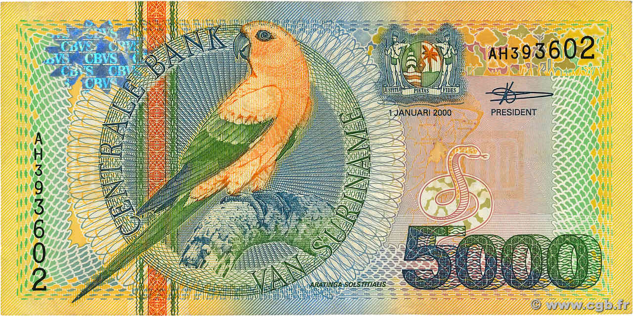 5000 Gulden SURINAME  2000 P.152 q.BB