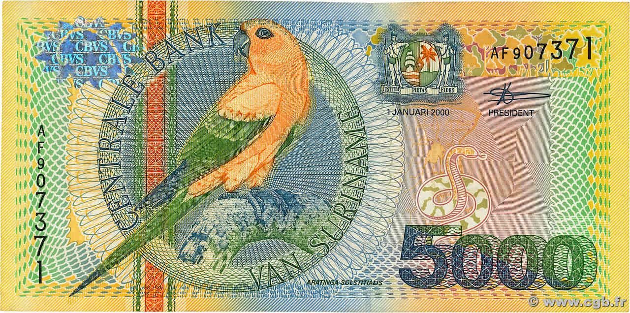 5000 Gulden SURINAM  2000 P.152 VF