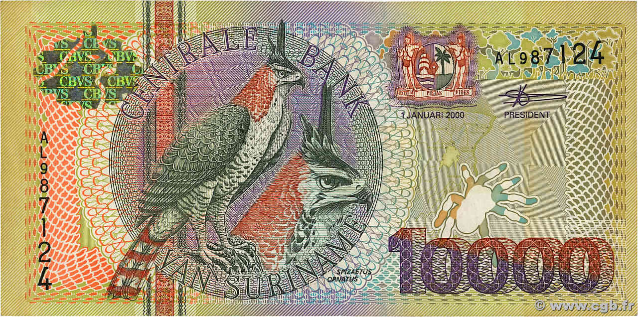10000 Gulden SURINAM  2000 P.153 MBC