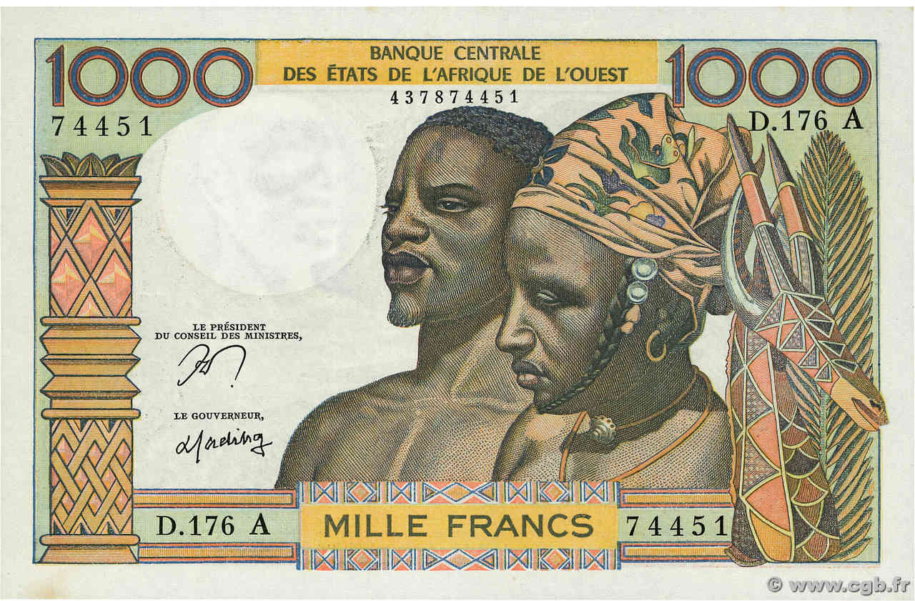 1000 Francs ÉTATS DE L AFRIQUE DE L OUEST  1977 P.103Am pr.NEUF