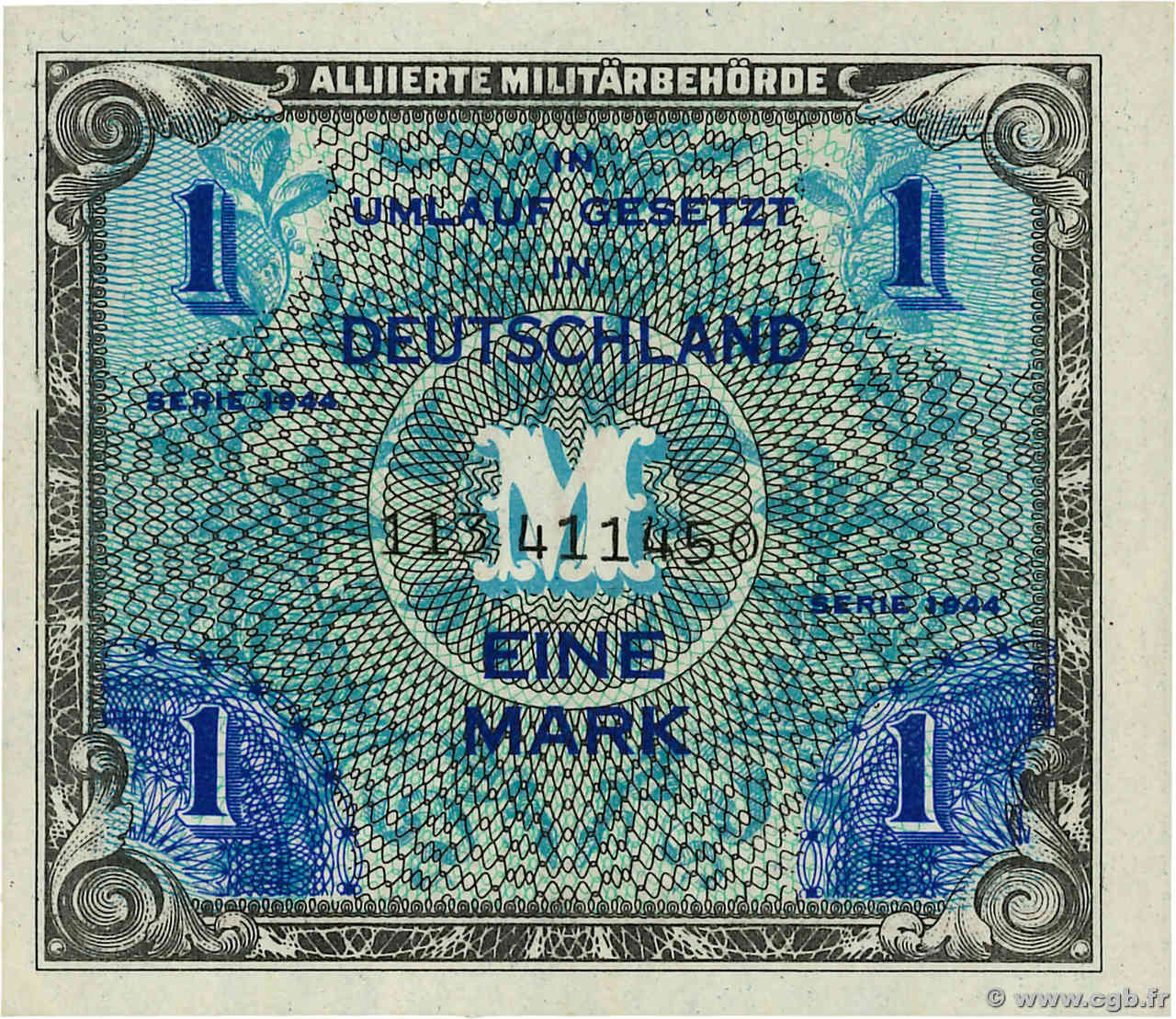 1 Mark GERMANY  1944 P.192b UNC