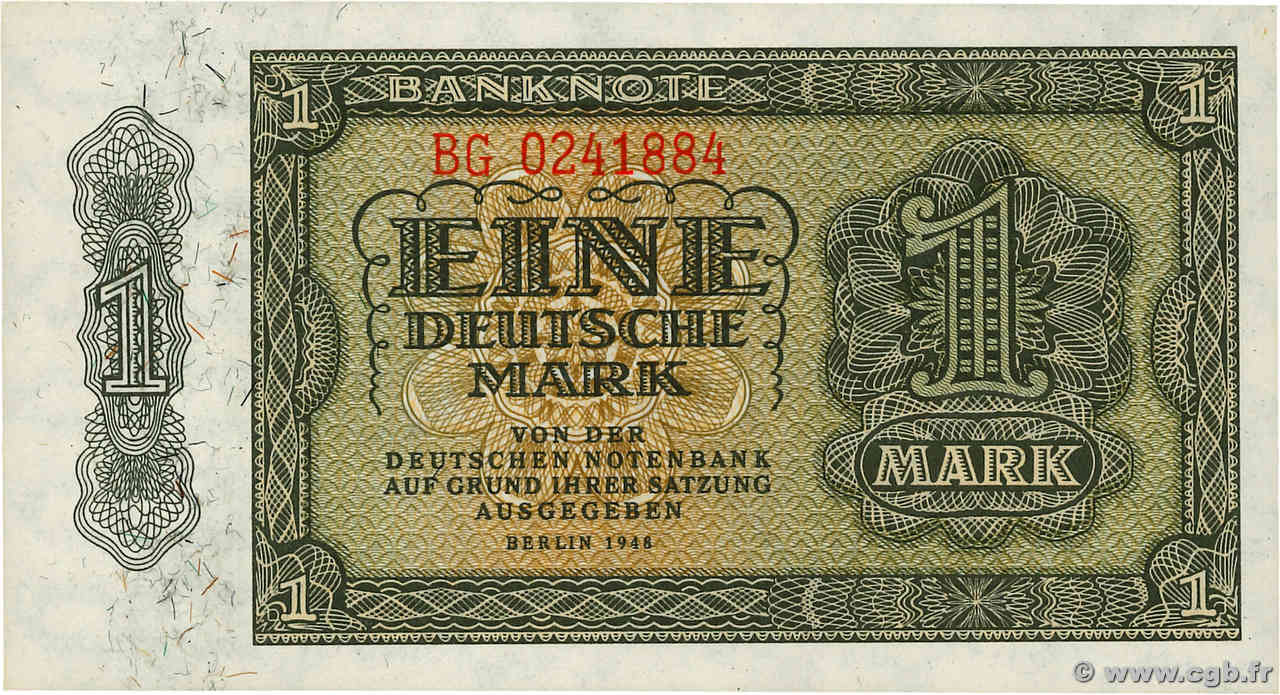 1 Deutsche Mark DEUTSCHE DEMOKRATISCHE REPUBLIK  1948 P.09b fST+