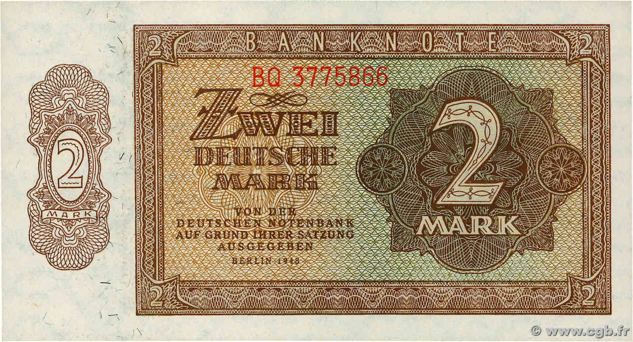 2 Deutsche Mark DEUTSCHE DEMOKRATISCHE REPUBLIK  1948 P.10b ST