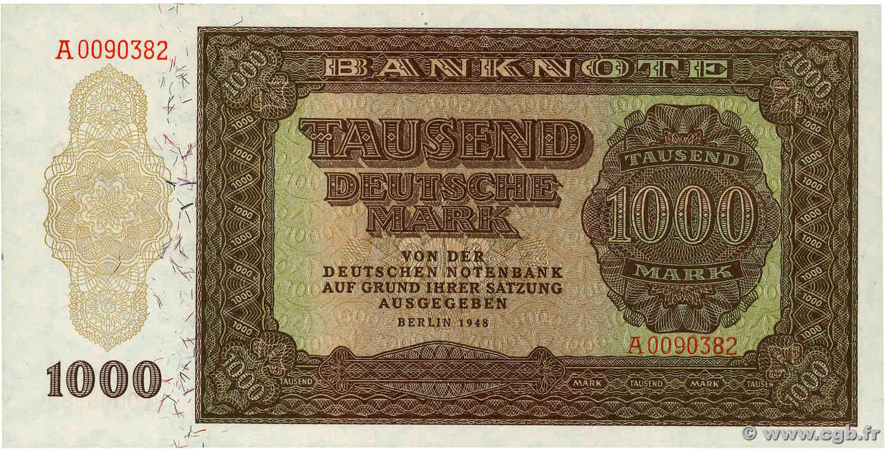 1000 Deutsche Mark ALLEMAGNE RÉPUBLIQUE DÉMOCRATIQUE  1948 P.16 SPL