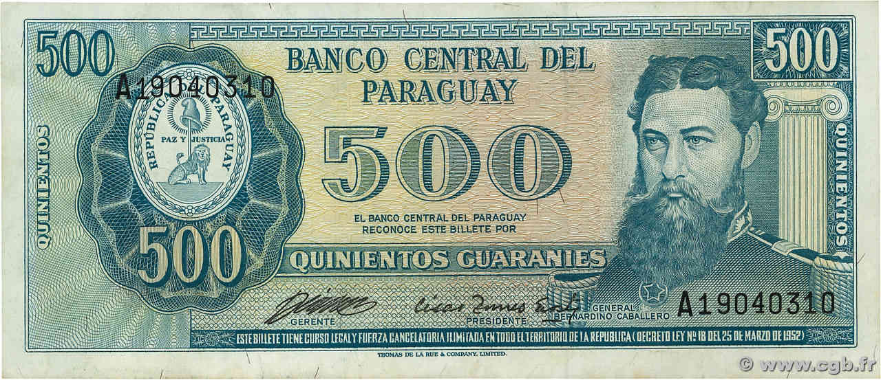 500 Guaranies PARAGUAY  1982 P.206 VF