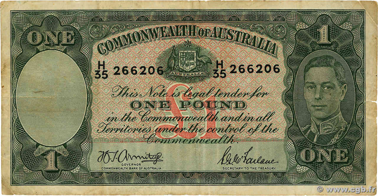 1 Pound AUSTRALIA  1942 P.26b q.BB