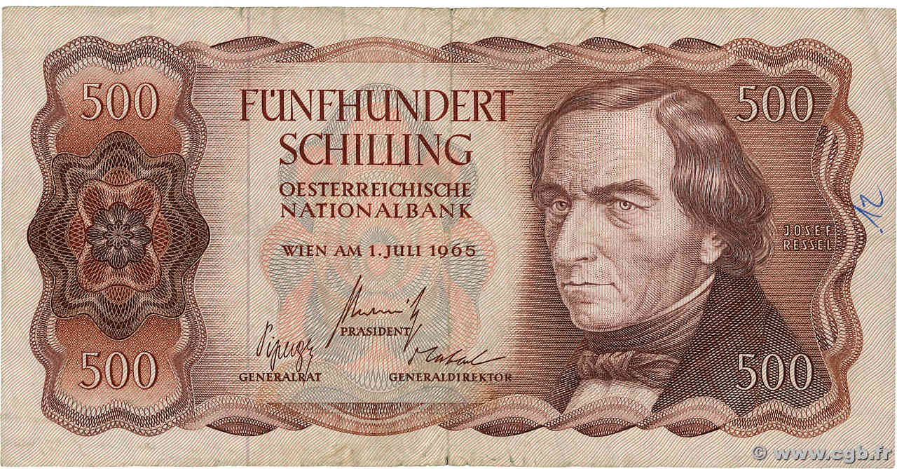 500 Schilling AUSTRIA  1965 P.139a F