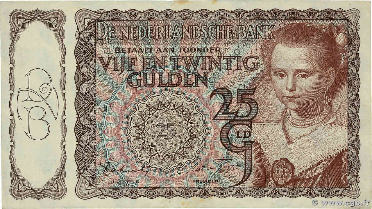 25 Gulden NIEDERLANDE  1944 P.060 SS