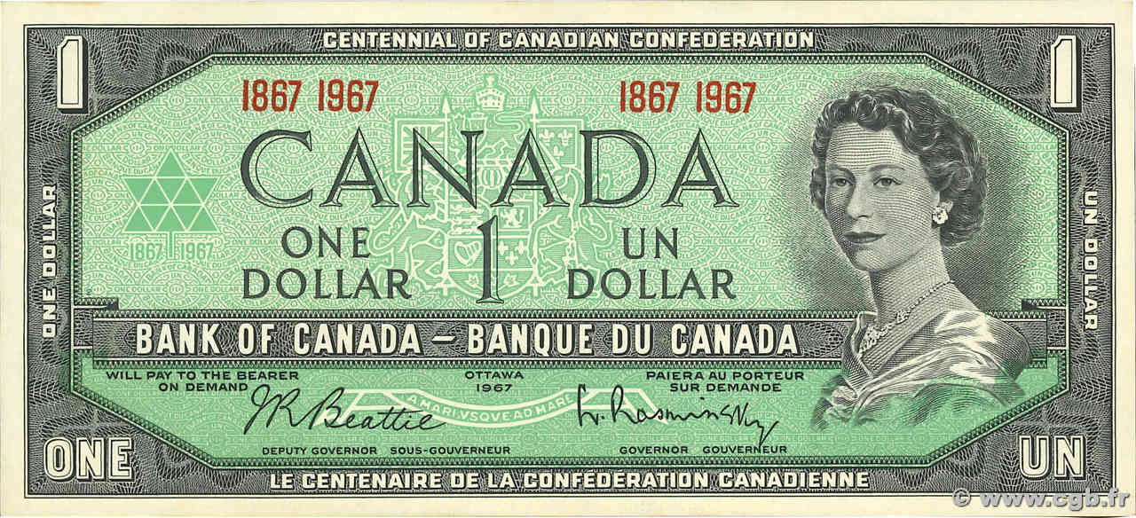 1 Dollar Commémoratif CANADA  1967 P.084a NEUF