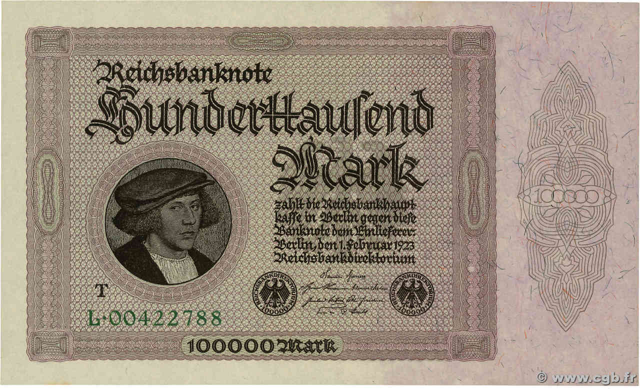 100000 Mark ALLEMAGNE  1923 P.083c pr.NEUF