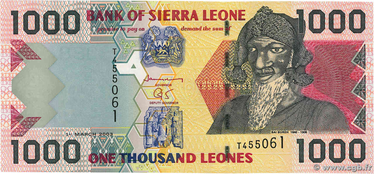 1000 Leones SIERRA LEONE  2003 P.24b UNC-