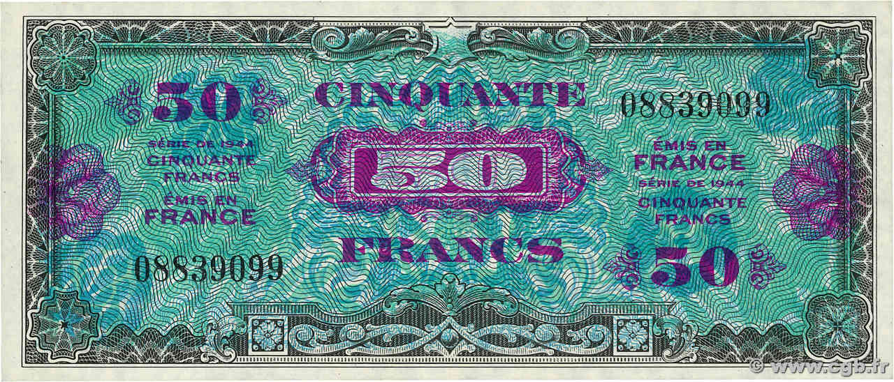 50 Francs DRAPEAU FRANCE  1944 VF.19.01 SUP