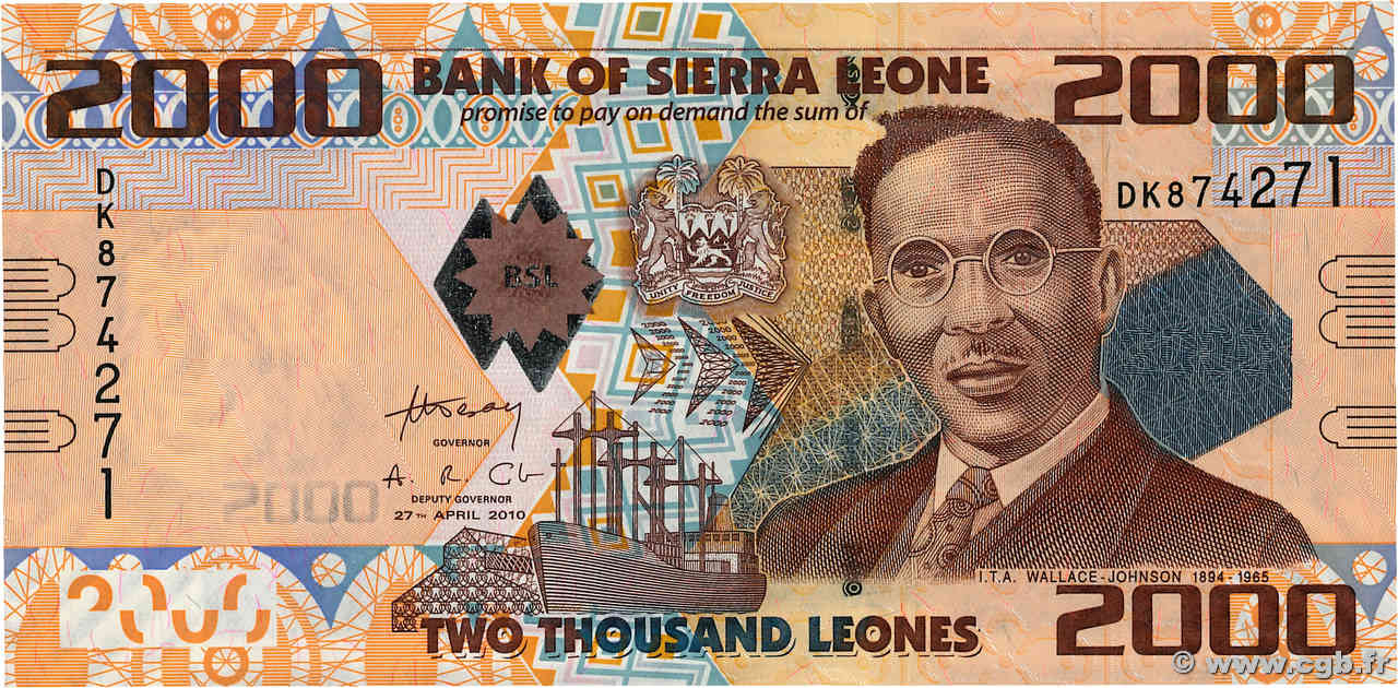 2000 Leones SIERRA LEONE  2010 P.31a UNC