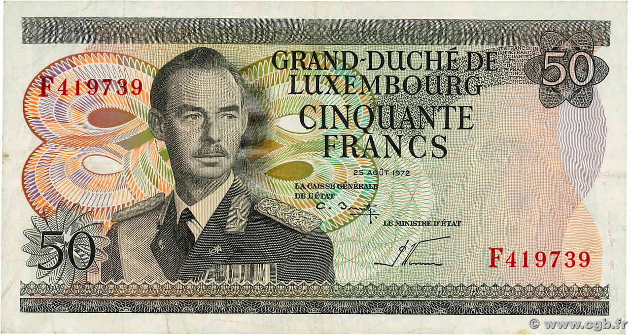 50 Francs LUXEMBURG  1972 P.55b SS