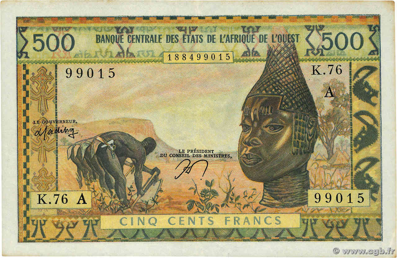 500 Francs ÉTATS DE L AFRIQUE DE L OUEST  1970 P.102Am TTB+