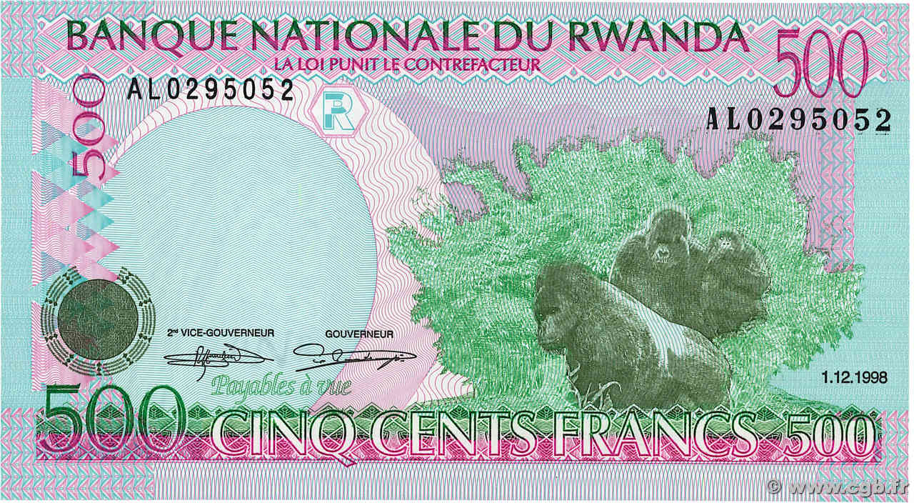 500 Francs RUANDA  1998 P.26b ST