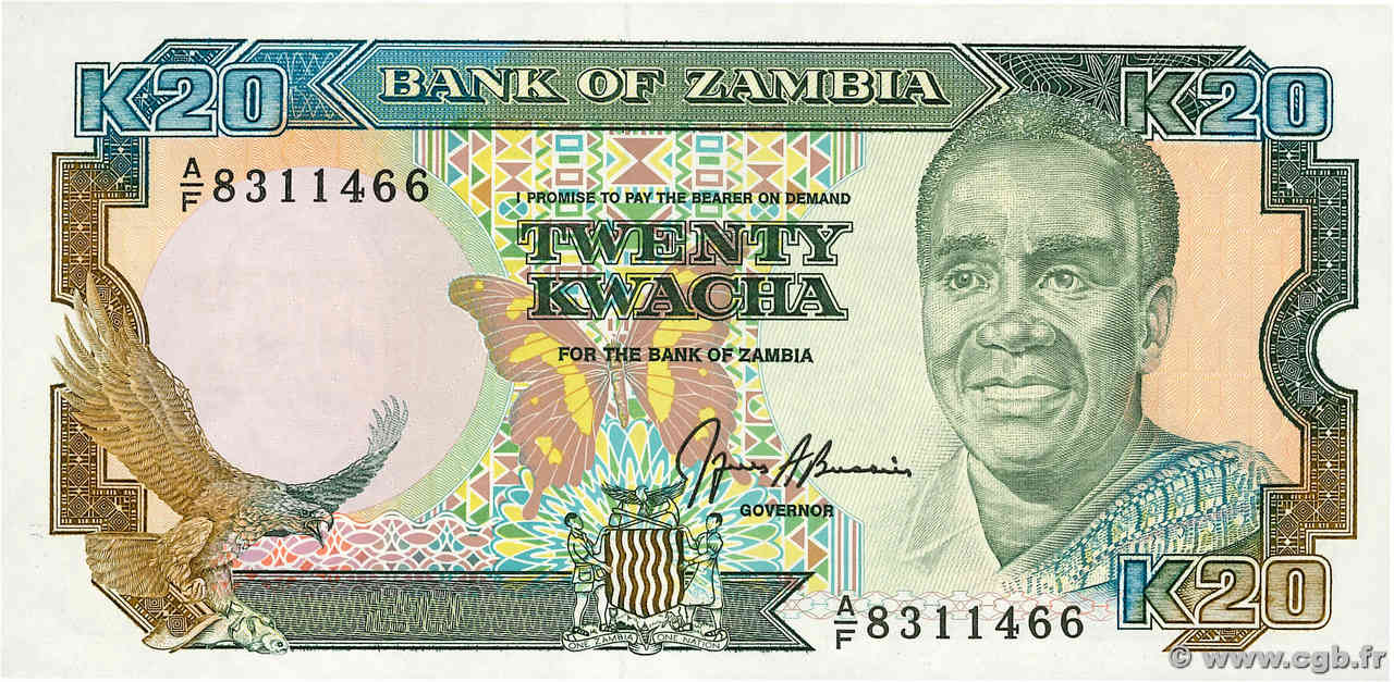 20 Kwacha ZAMBIE  1989 P.32a NEUF