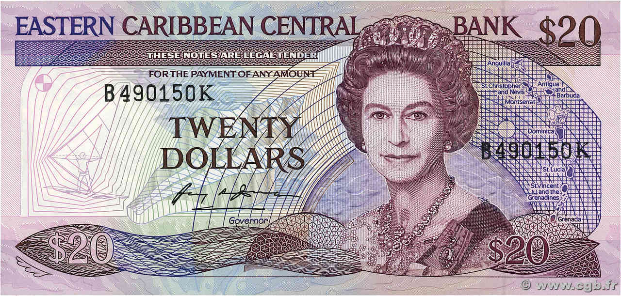 20 Dollars EAST CARIBBEAN STATES  1987 P.19k AU