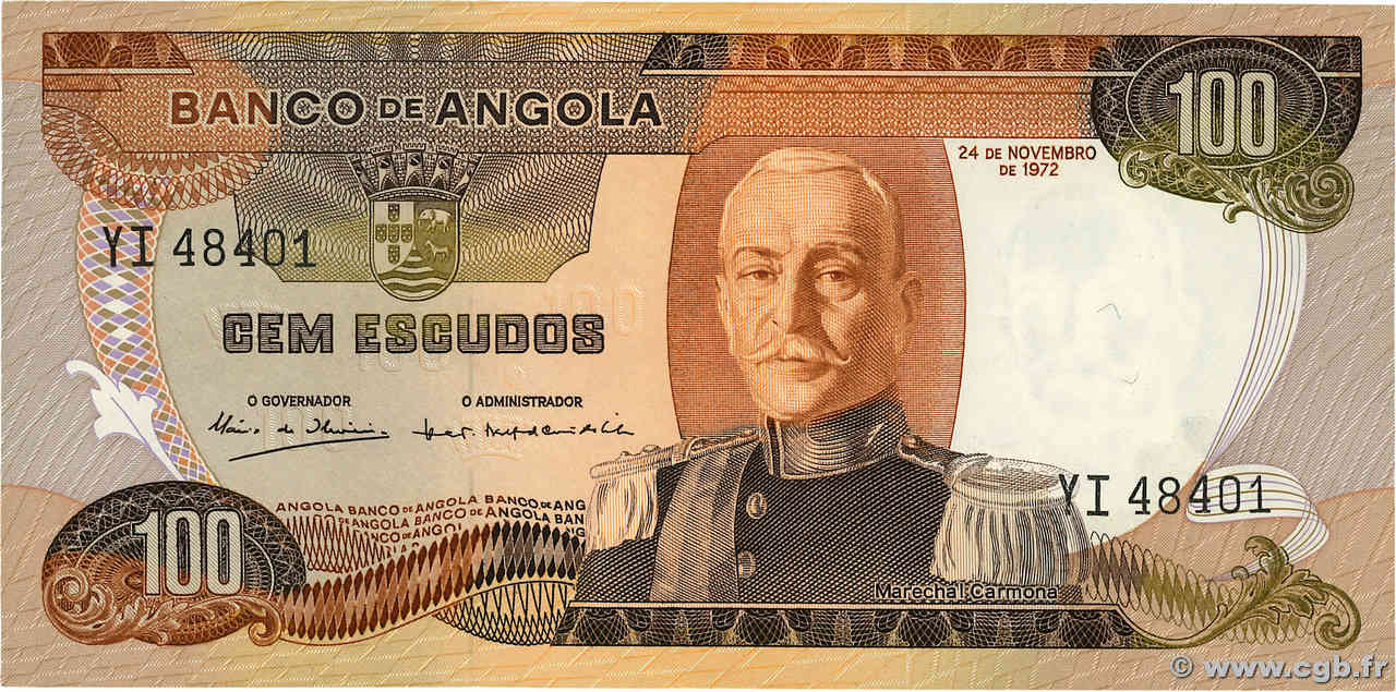 100 Escudos ANGOLA  1972 P.101 SUP