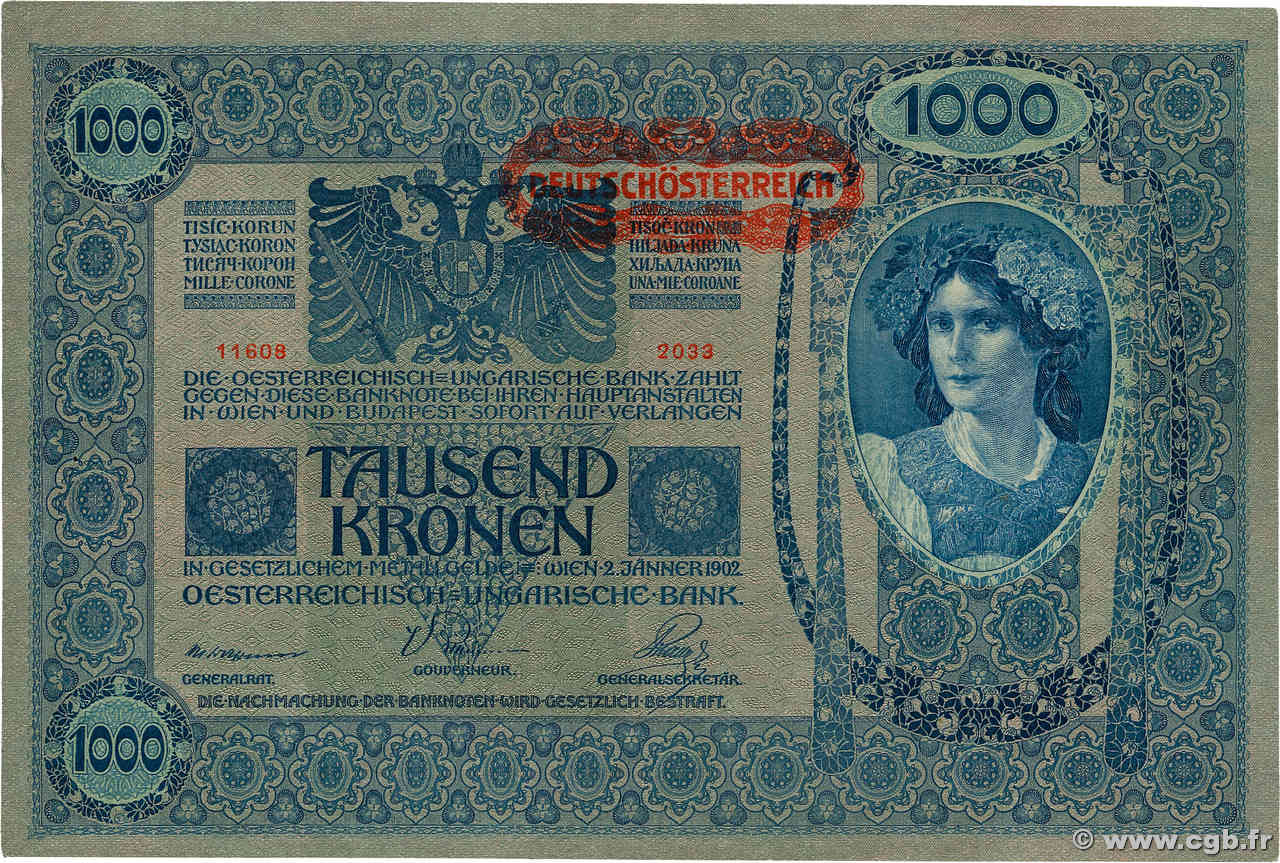 1000 Kronen AUTRICHE  1919 P.060 SPL+