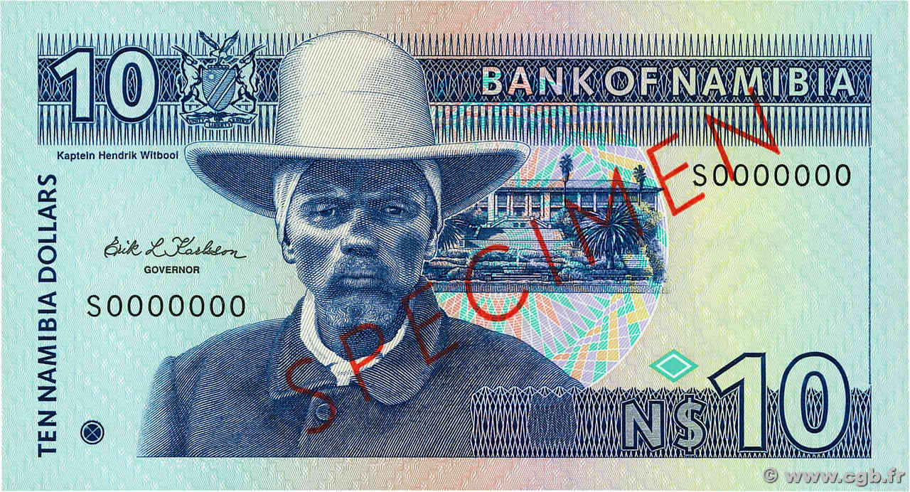 10 Namibia Dollars Spécimen NAMIBIA  1993 P.01s UNC