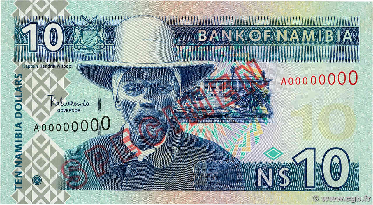 10 Namibia Dollars Spécimen NAMIBIE  2001 P.04bAs NEUF