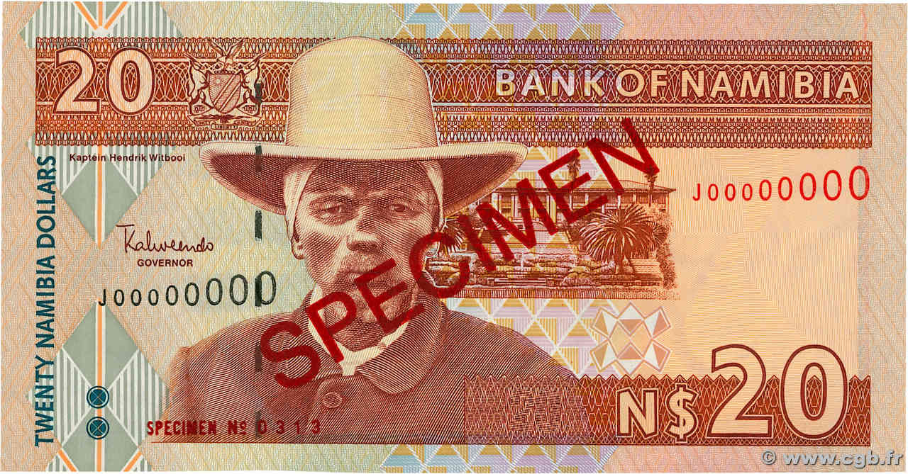 20 Namibia Dollars Spécimen NAMIBIA  2002 P.06bs q.FDC