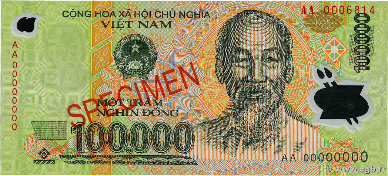 100000 Dong Spécimen VIET NAM   2004 P.122s NEUF