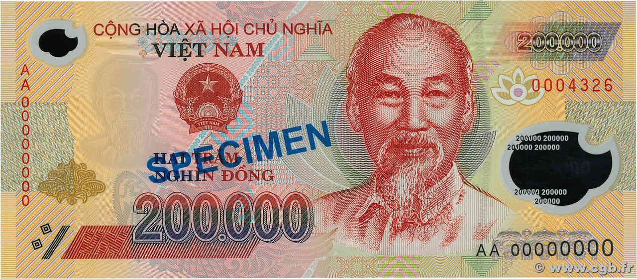 200000 Dong Spécimen VIETNAM  2006 P.123s FDC