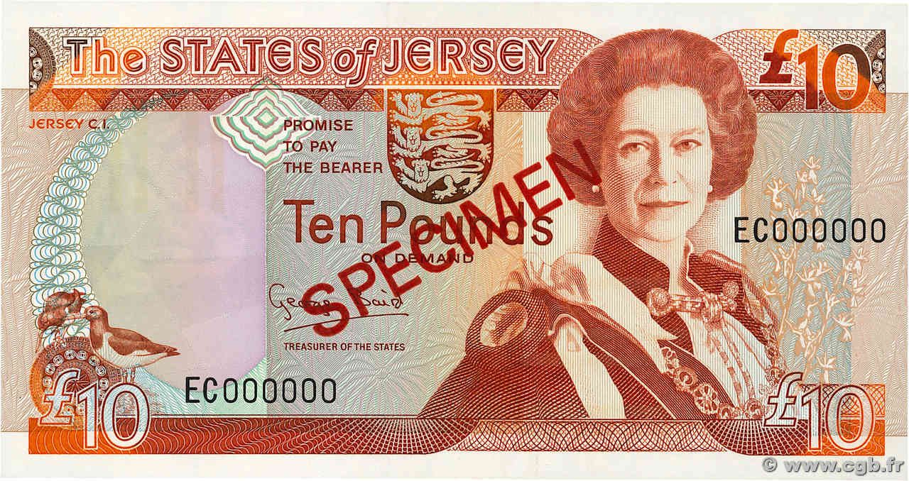 10 Pounds Spécimen ISLA DE JERSEY  1993 P.22s FDC