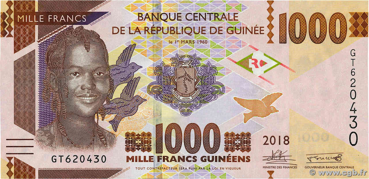 1000 Francs  GUINEA  2018 P.48b FDC