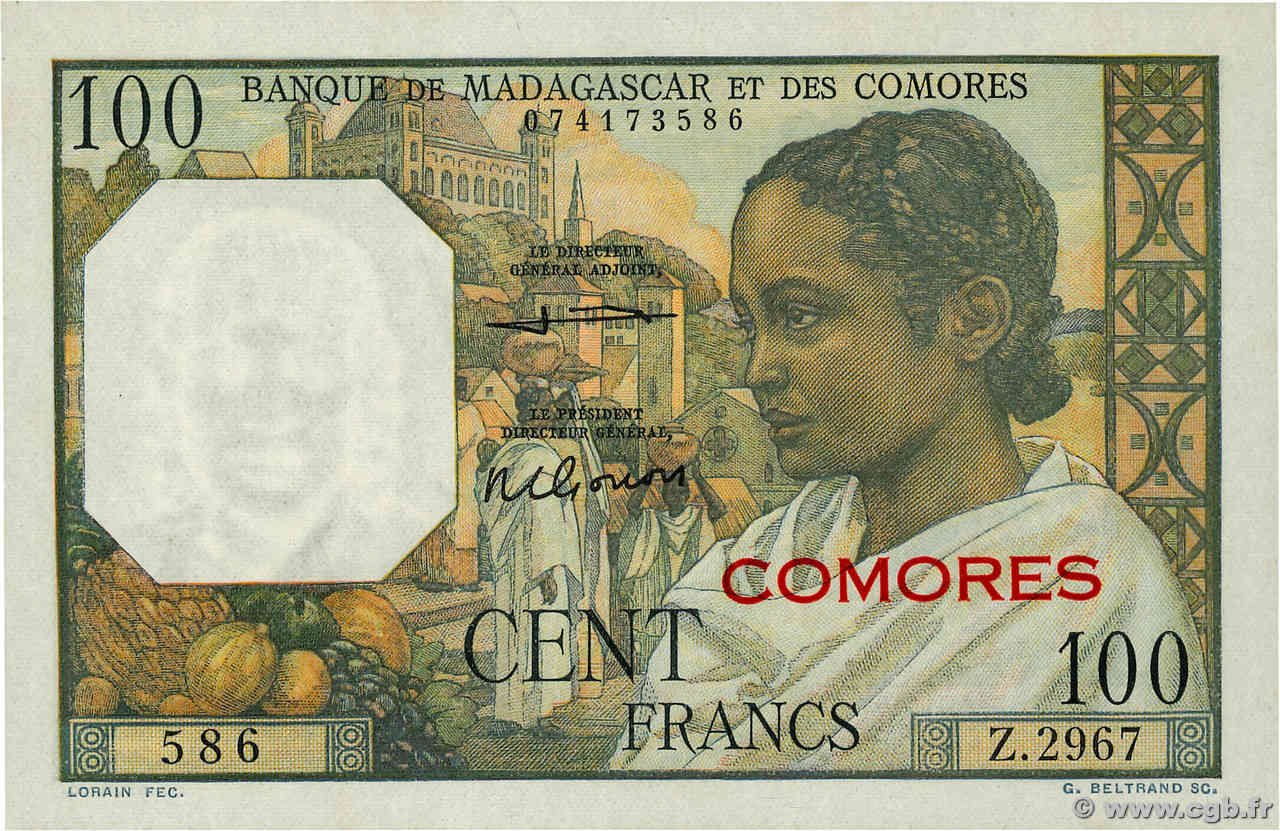 100 Francs COMORES  1963 P.03b2 pr.NEUF