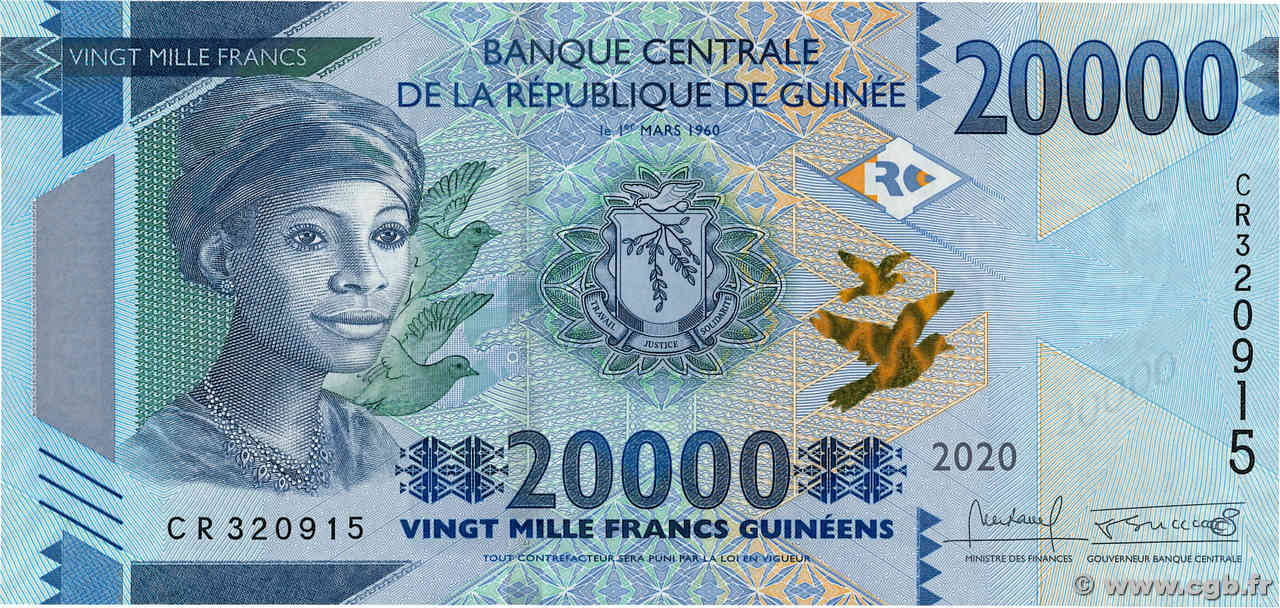 20000 Francs  GUINEA  2020 P.50 FDC