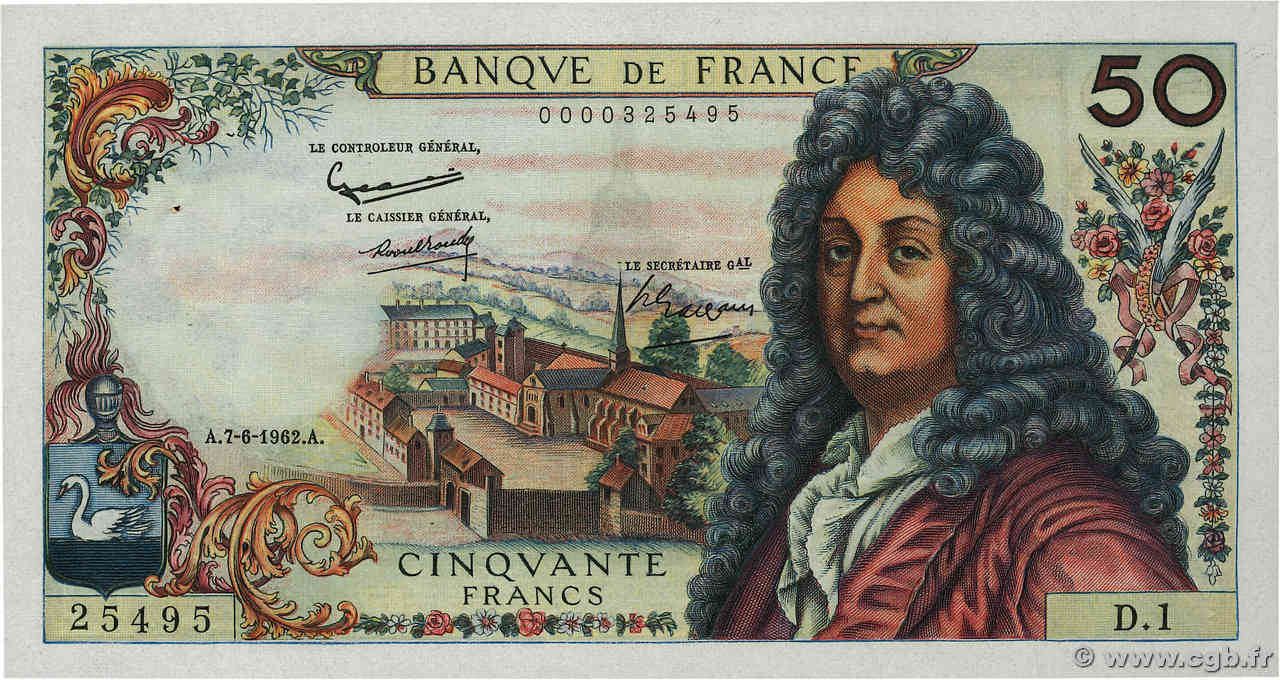 50 Francs RACINE FRANCE  1962 F.64.01 SUP+