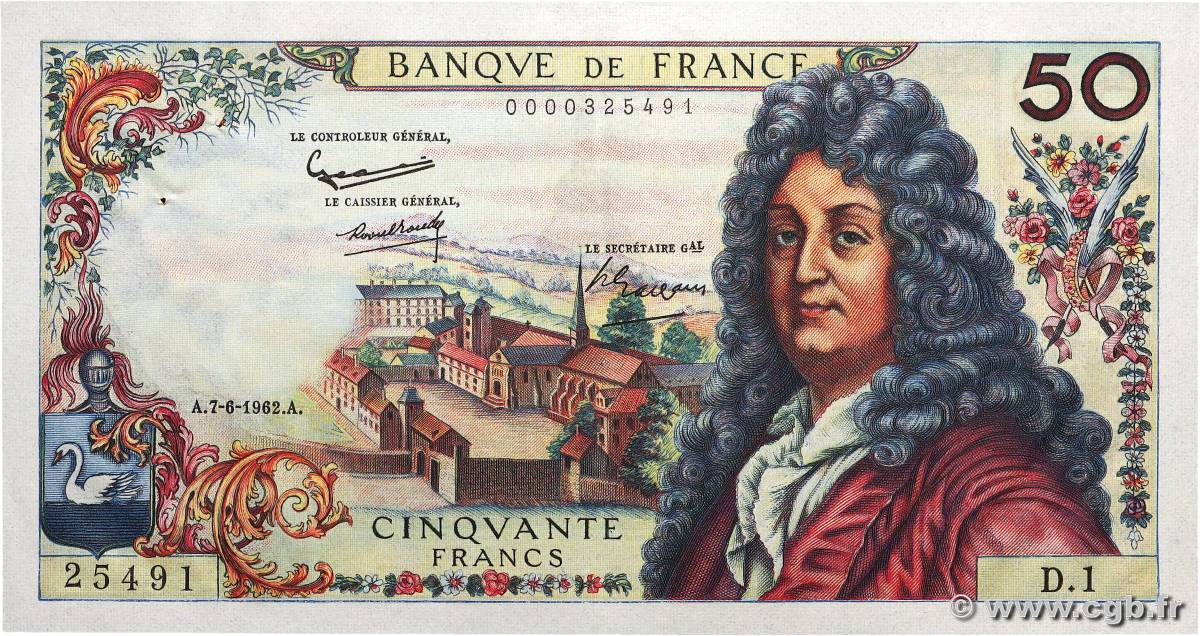 50 Francs RACINE FRANCE  1962 F.64.01 SUP+