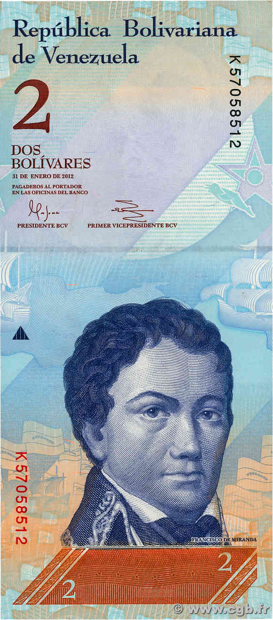 2 Bolivares VENEZUELA  2012 P.088d FDC