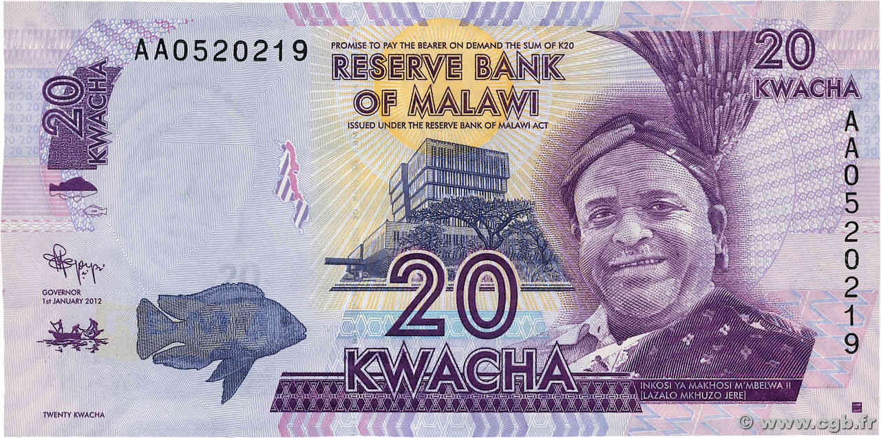 20 Kwacha MALAWI  2012 P.57a FDC