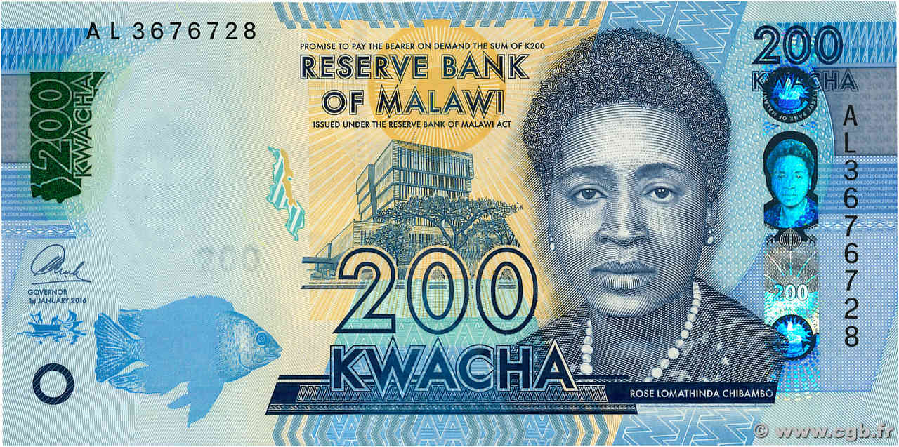 200 Kwacha MALAWI  2016 P.65A ST