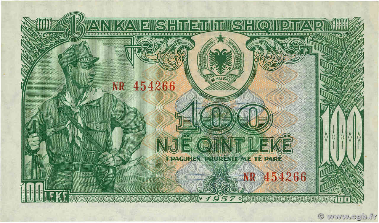 100 Lekë ALBANIA  1957 P.30a FDC