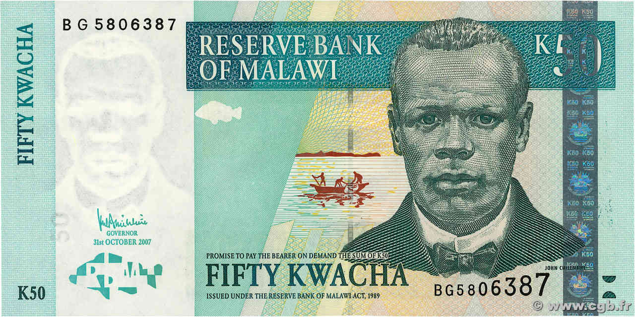 50 Kwacha MALAWI  2007 P.53c NEUF