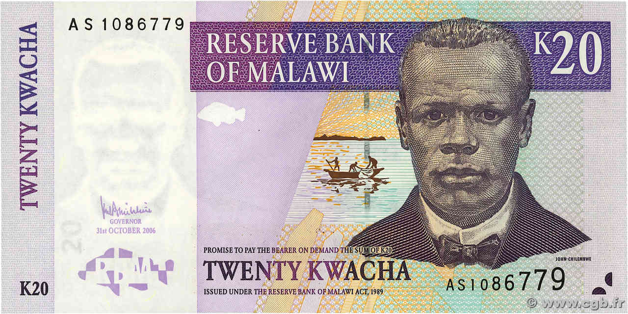 20 Kwacha MALAWI  2006 P.52b UNC