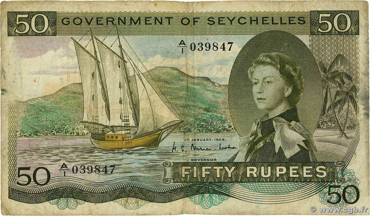 50 Rupees SEYCHELLES  1969 P.17b F